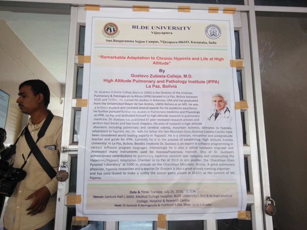 BLDE University invitation to the conference of Prof. Dr. Gustavo Zubieta-Calleja of IPPA, Bolivia