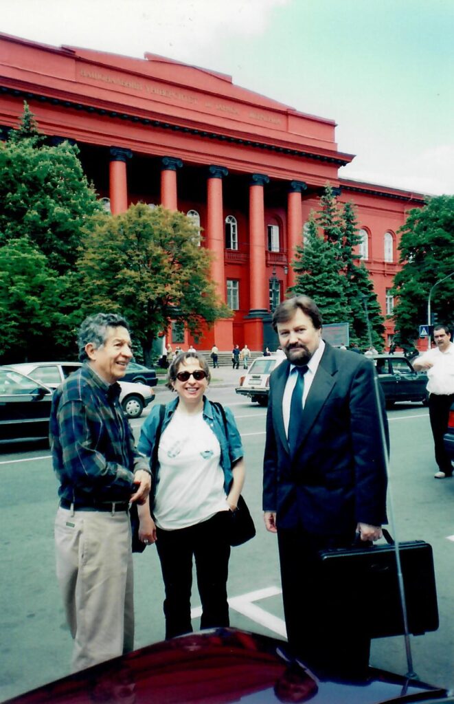 Gustavo Zubieta-Castillo (Sr), an Ukranian Colleague, Pavel Beloshistky in front of the Red Building of the Kiev University.