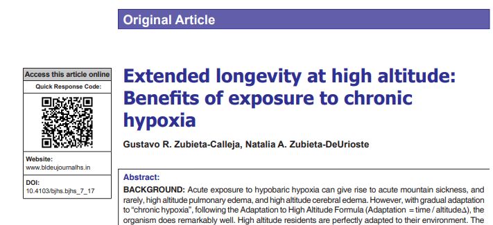 Extended longevity at high altitude research